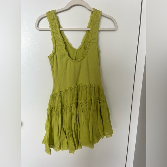 NWOT Free People Izi Drop-Waist Mini Dress in Apple Green - Picture 4 of 5